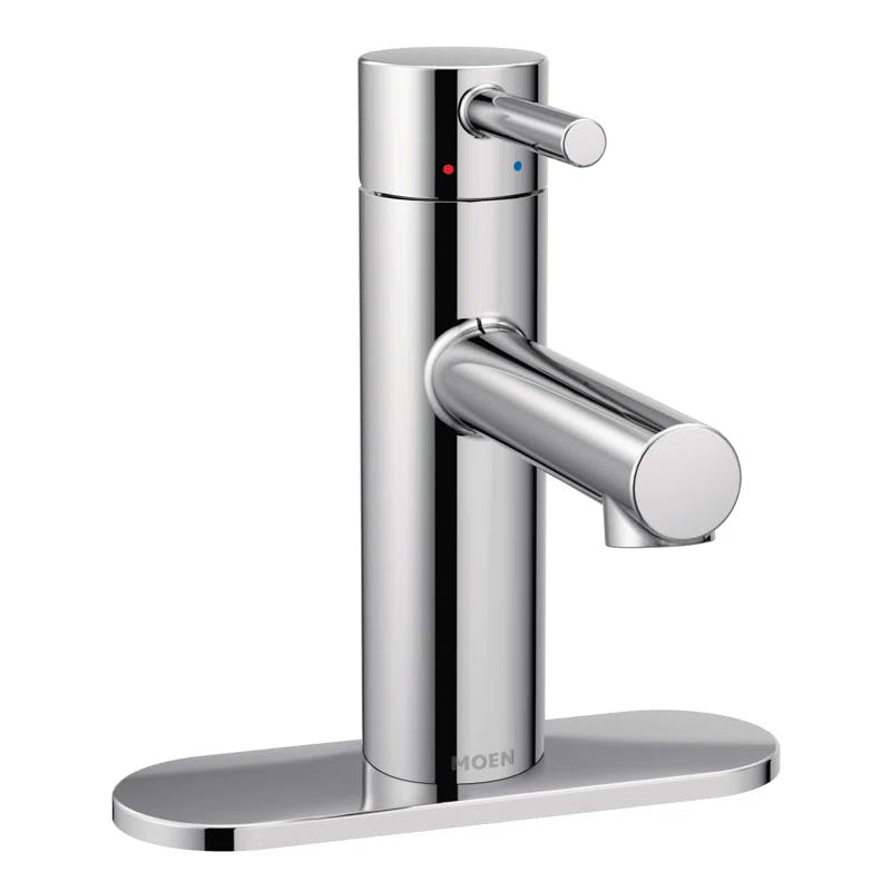 Align Modern Black Chrome Single Hole Bathroom Faucet with Drain Assembly