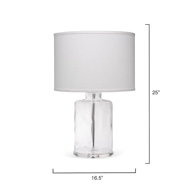 Napa Clear Glass Table Lamp with White Linen Shade