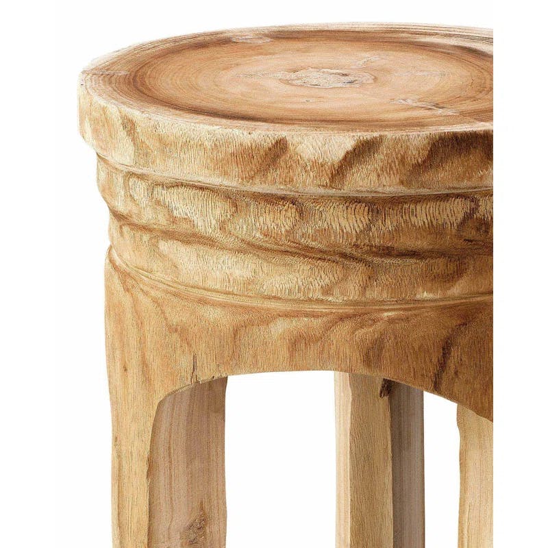 Mesa Natural Wood Handmade Side Table with Unique Bark Detail