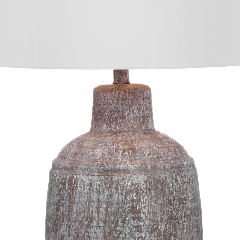 Cram Antique Wash Resin Table Lamp with Linen Shade