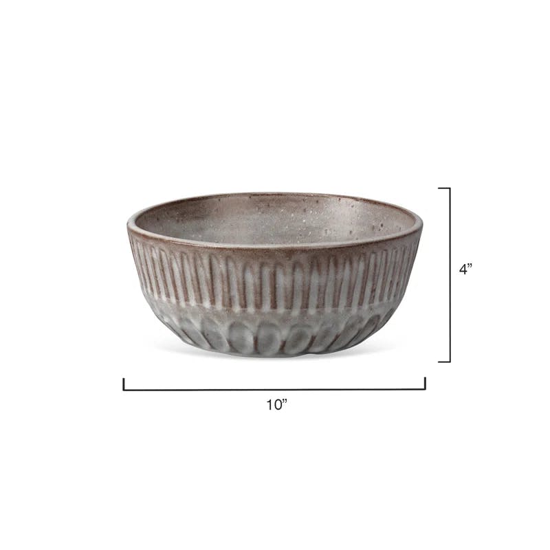 Handcrafted Ceramic Cradle Decorative Bowl, 10" Grey Ombre