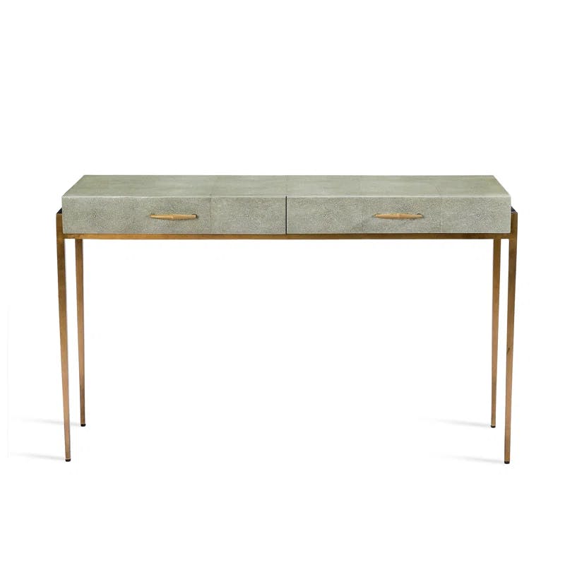 Morand Gray Shagreen & Gold Leaf Console Desk with Drawer
