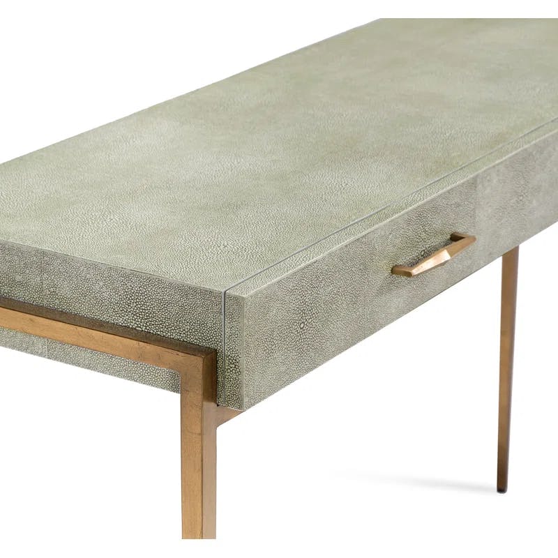 Morand Gray Shagreen & Gold Leaf Console Desk with Drawer