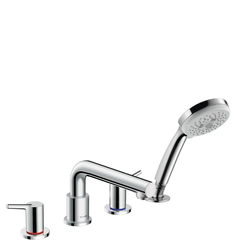 Brushed Nickel Modern Deck Mounted Tub Faucet with Handshower