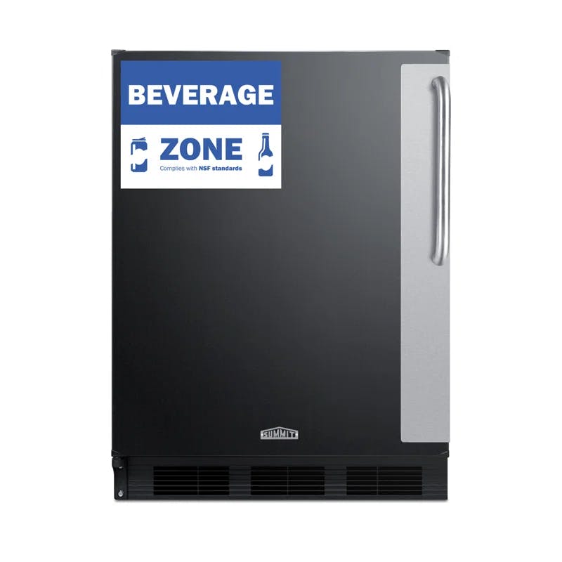 Sleek 24" Undercounter Smart Refrigerator with Stainless Steel Handle - Black
