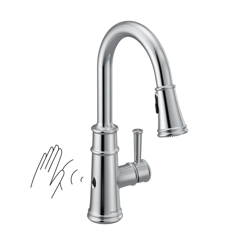 Classic Chrome High-Arc Pulldown Kitchen Faucet with MotionSense