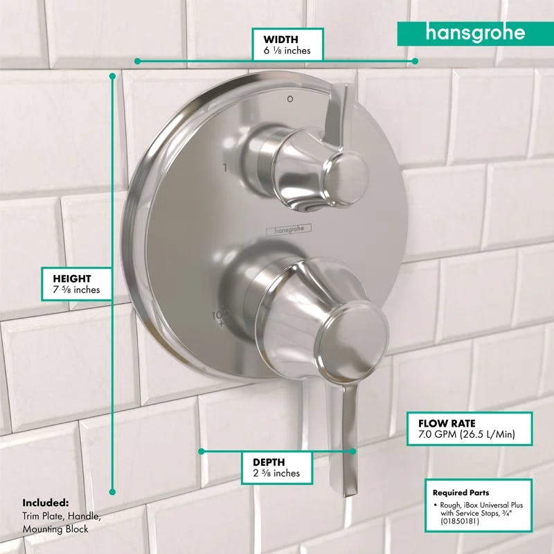 Ecostat Polished Nickel Thermostatic Shower Trim with Lever Handle