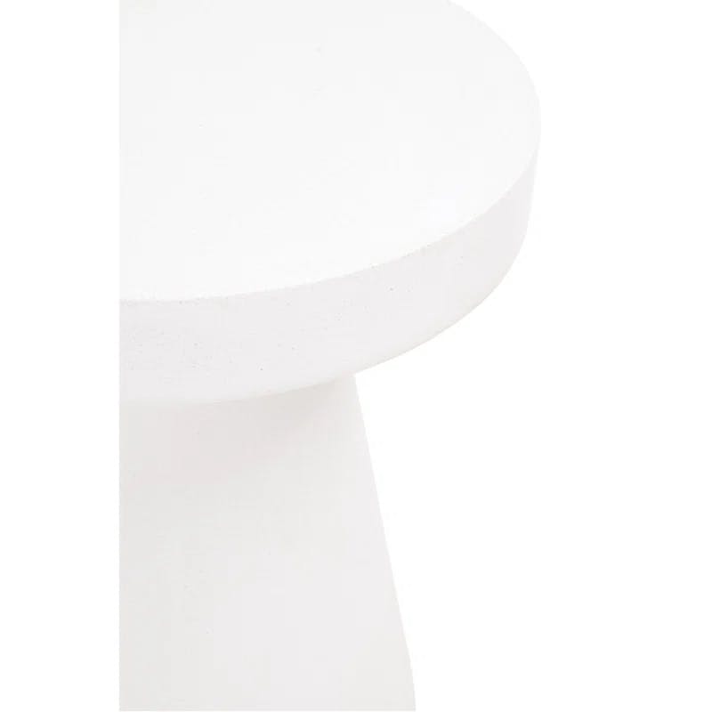 Ivory Sealed Concrete Round Pedestal Side Table, 17.75"