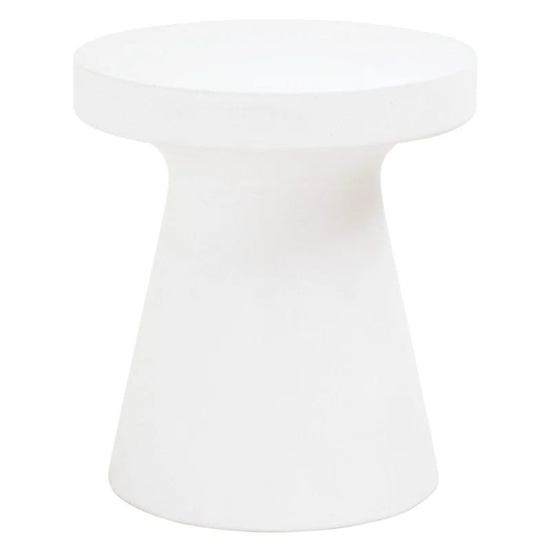 Ivory Sealed Concrete Round Pedestal Side Table, 17.75"