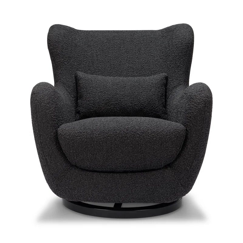 Solstice Swivel Glider in Black Boucle with Curved Back