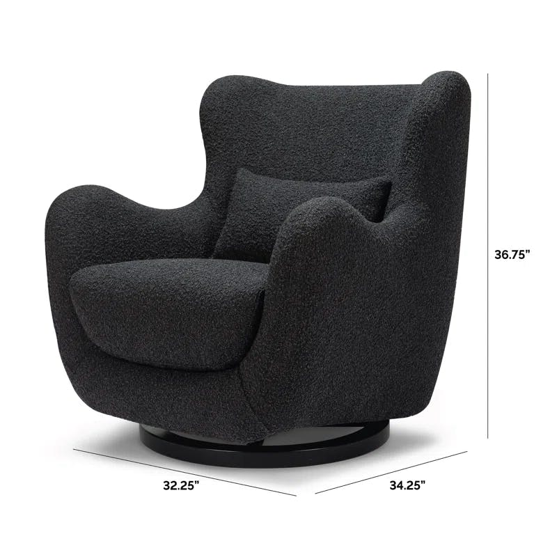 Solstice Swivel Glider in Black Boucle with Curved Back