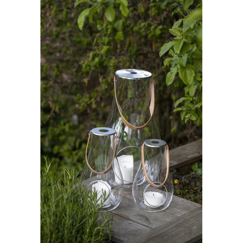 Scandinavian Winter Glow Glass & Steel Tabletop Lantern