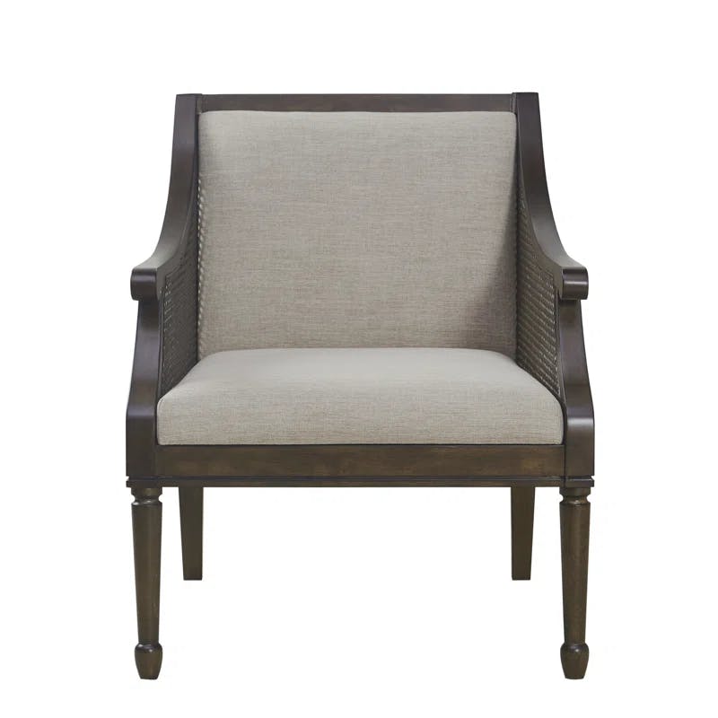 Lily Pond Dark Coffee Wood & Cane Accent Armchair