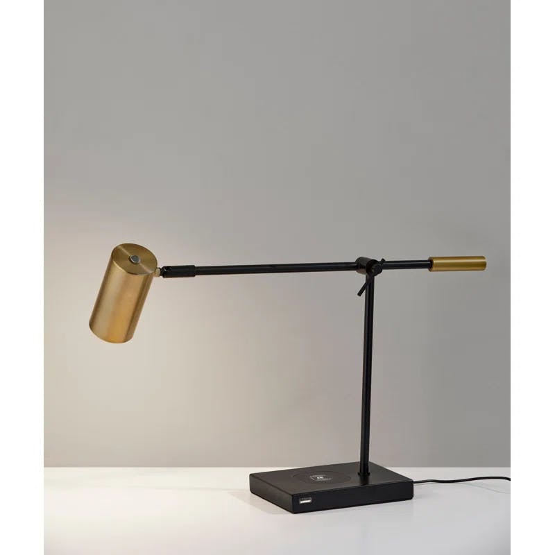 Adesso Collette Adjustable Black Desk Lamp with Qi Wireless Charging