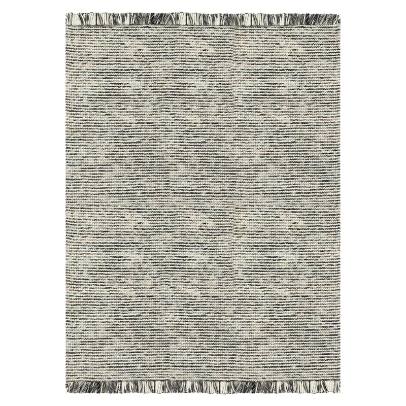 Heathered Cableknit 8'x10' Hand-Woven Wool-Cotton Rug in Gray