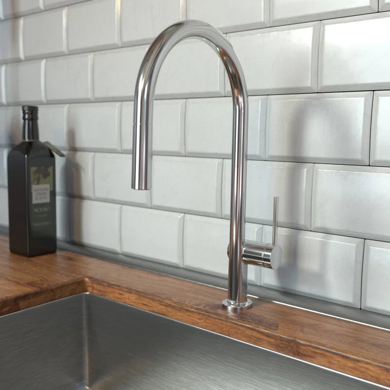Talis N 17" Steel Optik Modern Pull-Down Kitchen Faucet with Dual Spray