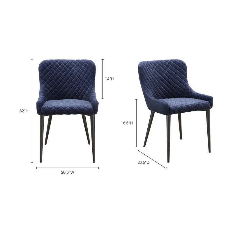 Etta Dark Blue Velvet Tufted Upholstered Side Chair