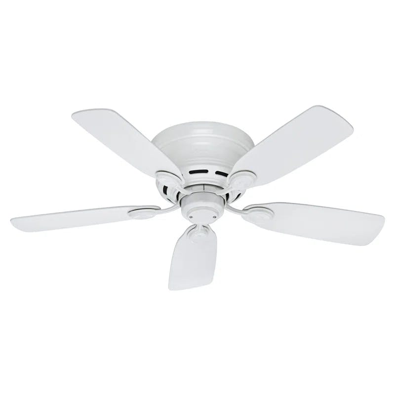 Sleek 42" White and Light Wood Low Profile Indoor Ceiling Fan