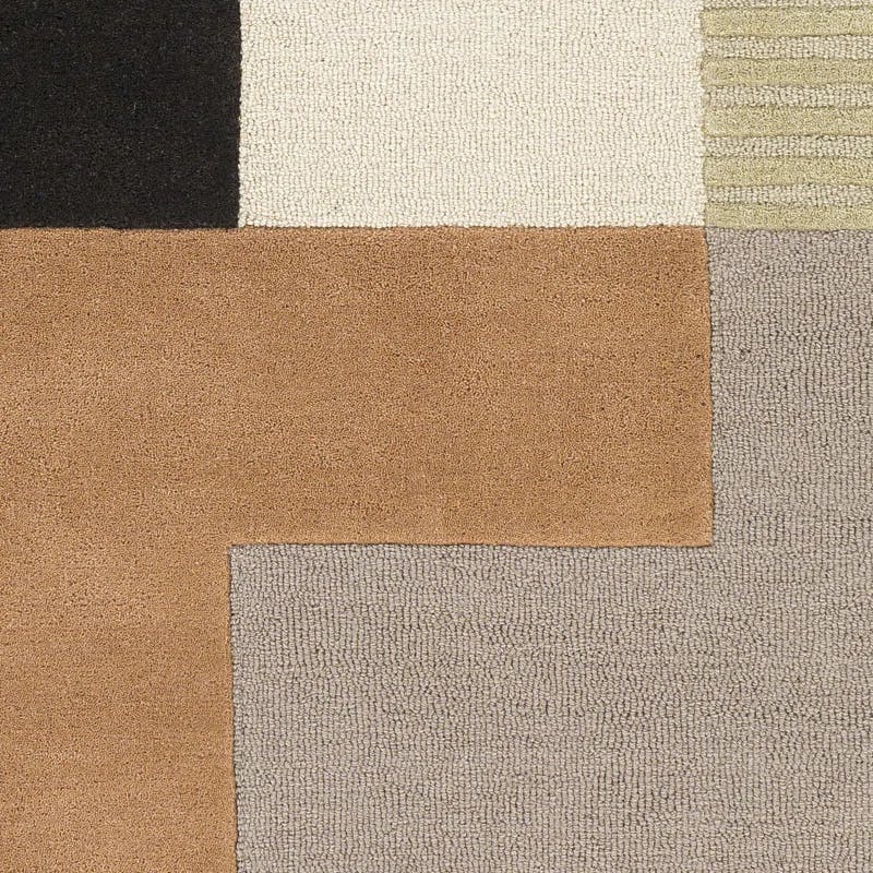 Hand-Tufted Mid-Century Modern Gray Wool Rectangular Rug