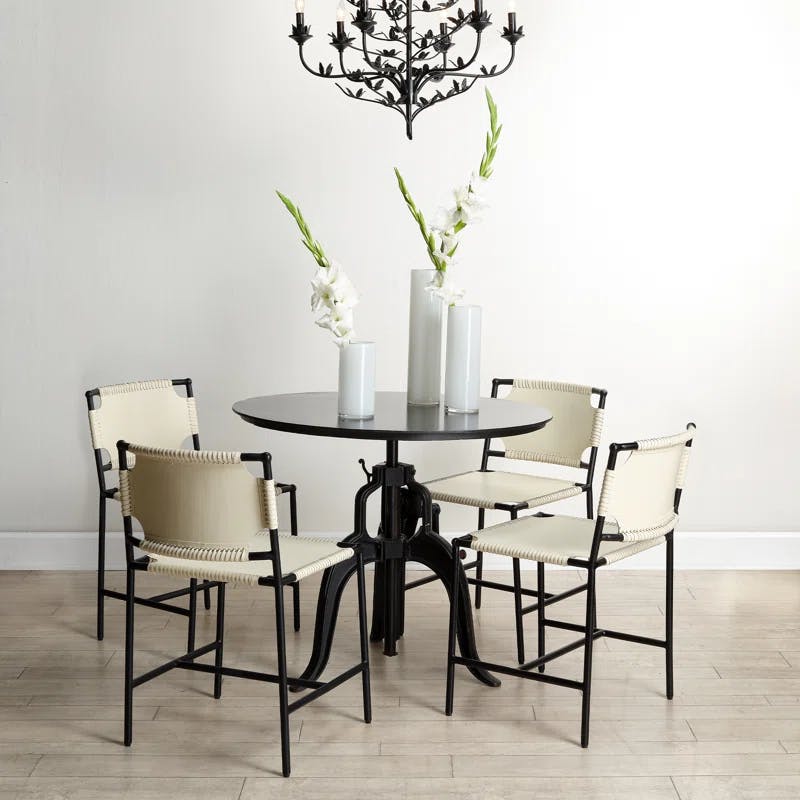 Asher Luxe White Leather Upholstered Dining Chair with Metal Frame