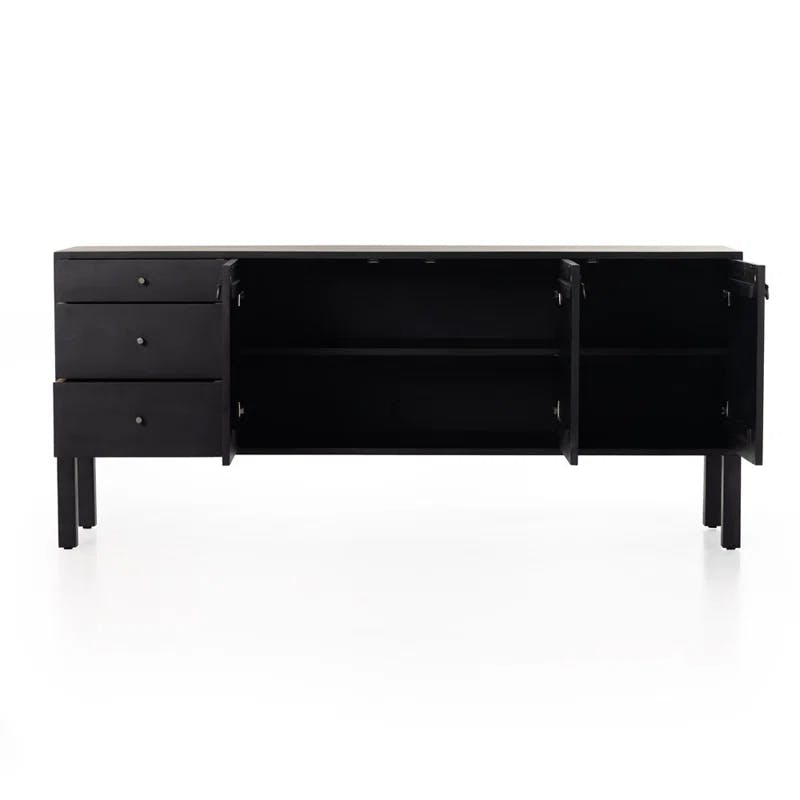 Isador Contemporary 74'' Black Solid Poplar Sideboard with Iron Accents