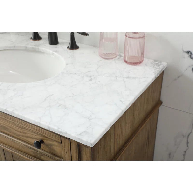 Park Avenue Driftwood Single Vanity with Carrara White Marble Top