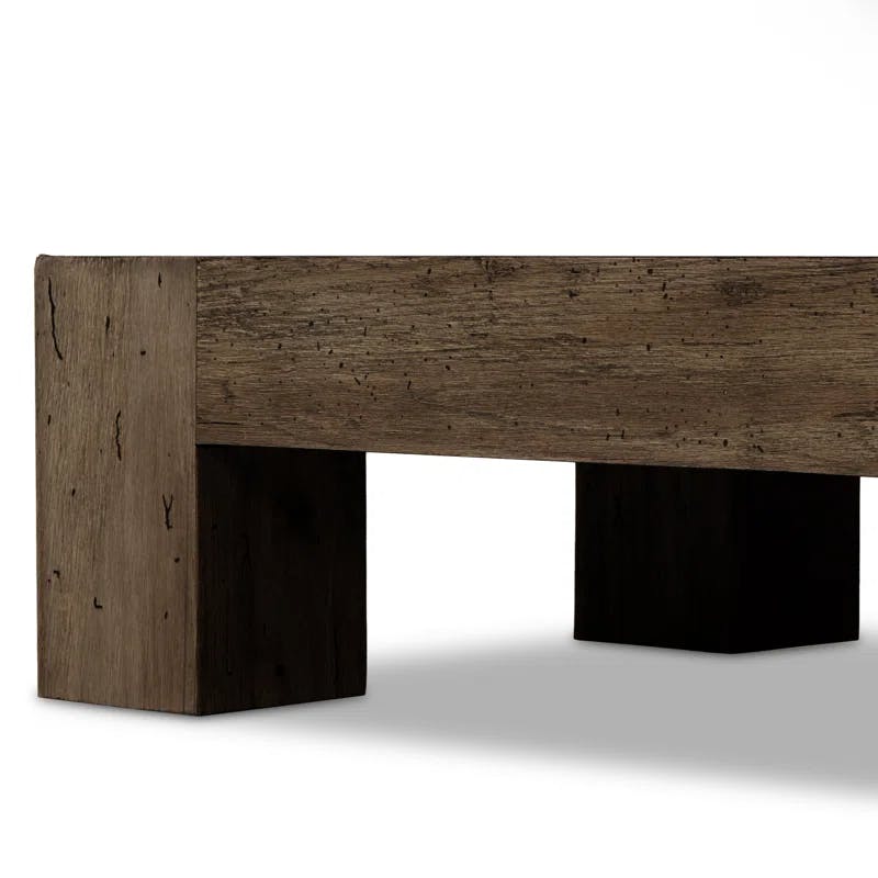 Wesson 35'' Ebony Rustic Wormwood Oak Rectangular Coffee Table with Storage