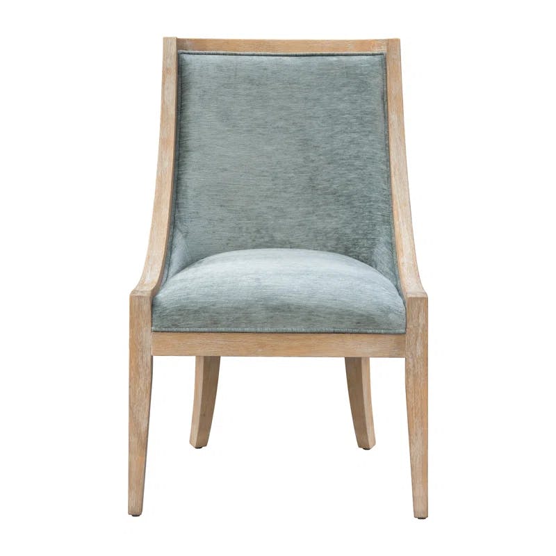Elmcrest Soft Green Upholstered Dining Chair with Brass Nailhead Trim