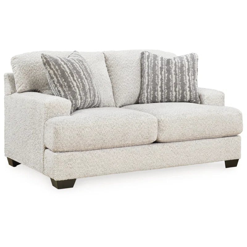 Contemporary White Polyester 68" Loveseat with Reversible Cushions