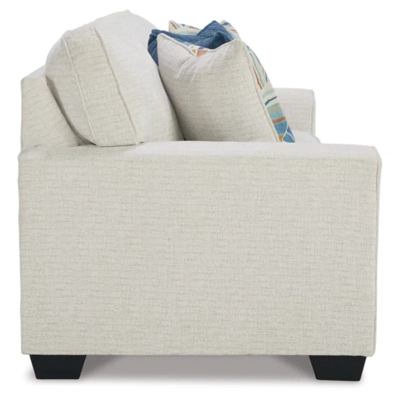 Cashton 87'' Contemporary White Fabric Sofa with Removable Cushions