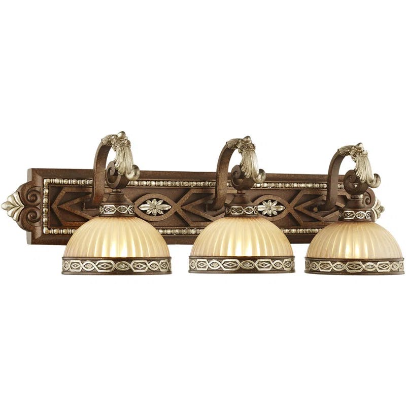Palacial Bronze 3-Light Vanity Sconce with Gold Dusted Art Glass