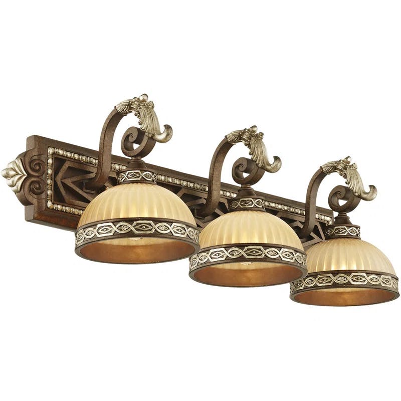 Palacial Bronze 3-Light Vanity Sconce with Gold Dusted Art Glass