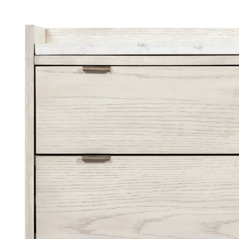 Viggo Vintage White Oak 5-Drawer Tall Dresser with Marble Accent