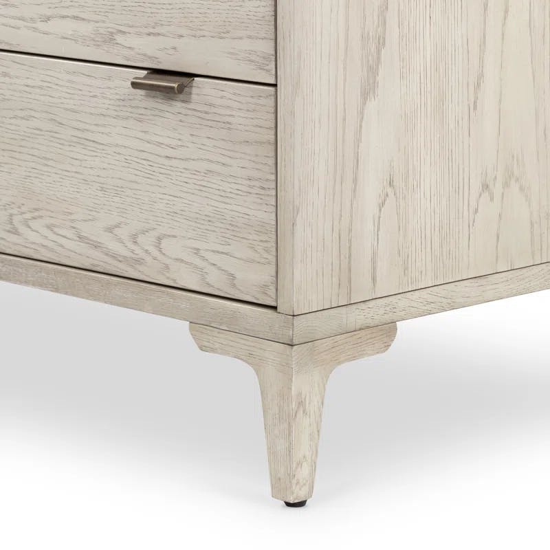 Viggo Vintage White Oak 5-Drawer Tall Dresser with Marble Accent