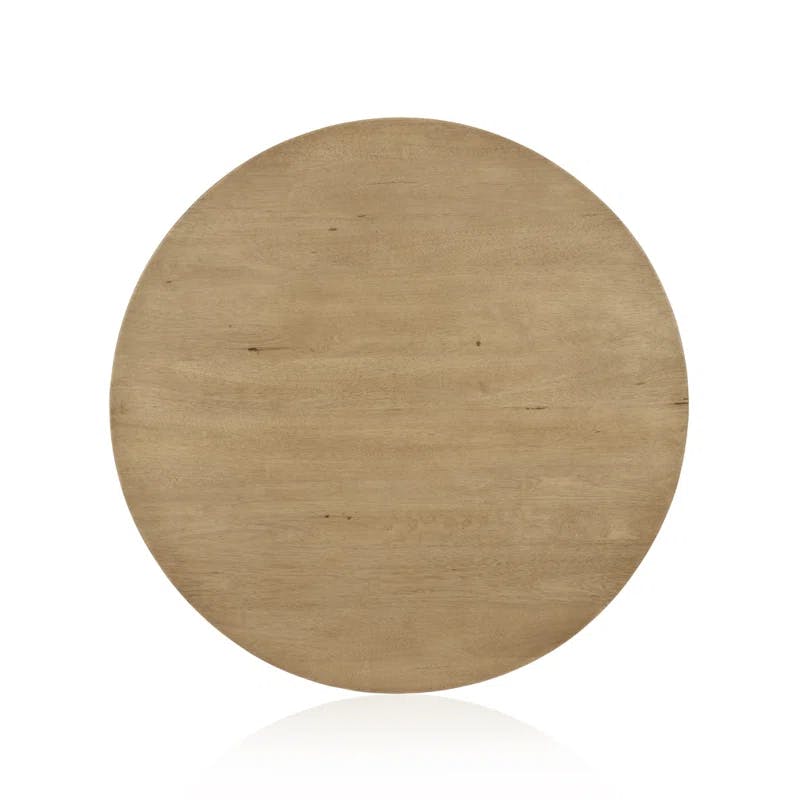 Contemporary Light Brushed Parawood Round Coffee Table, 38"