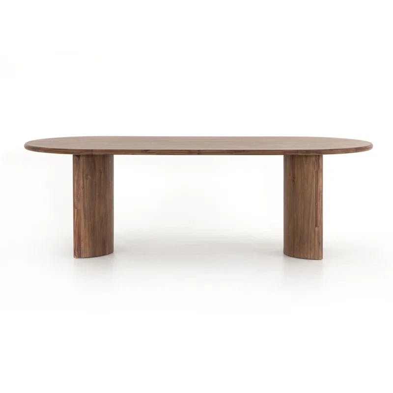 Seasoned Brown Acacia Oval Dining Table for Six