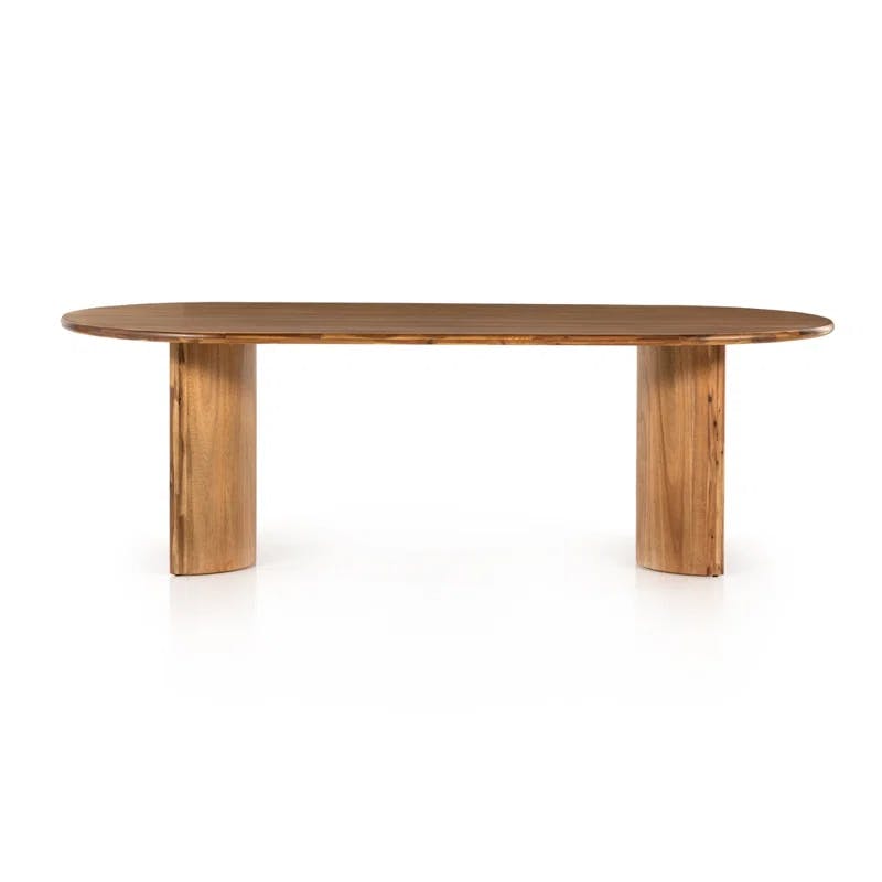 Crescent Mid-Century Modern Oval Sandy Acacia Dining Table