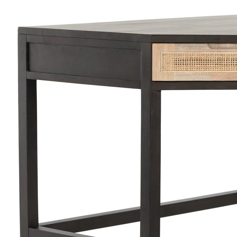 Clarita Black Mango Wood Modular Corner Desk with Drawer