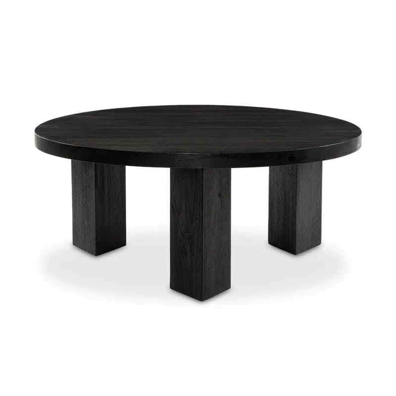 Contemporary Light Brushed Parawood Round Coffee Table, 38"