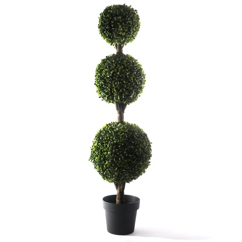 Eco-Friendly Lifelike Boxwood Topiary Twin Pack, UV Resistant