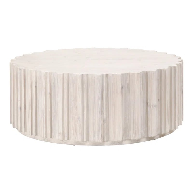 Elegance Reclaimed Pine Round Coffee Table in White Wash