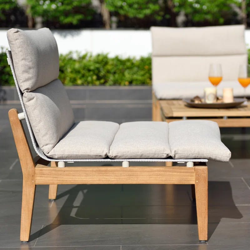 Arno 3-Piece Beige Olefin and Teak Wood Outdoor Seating Set