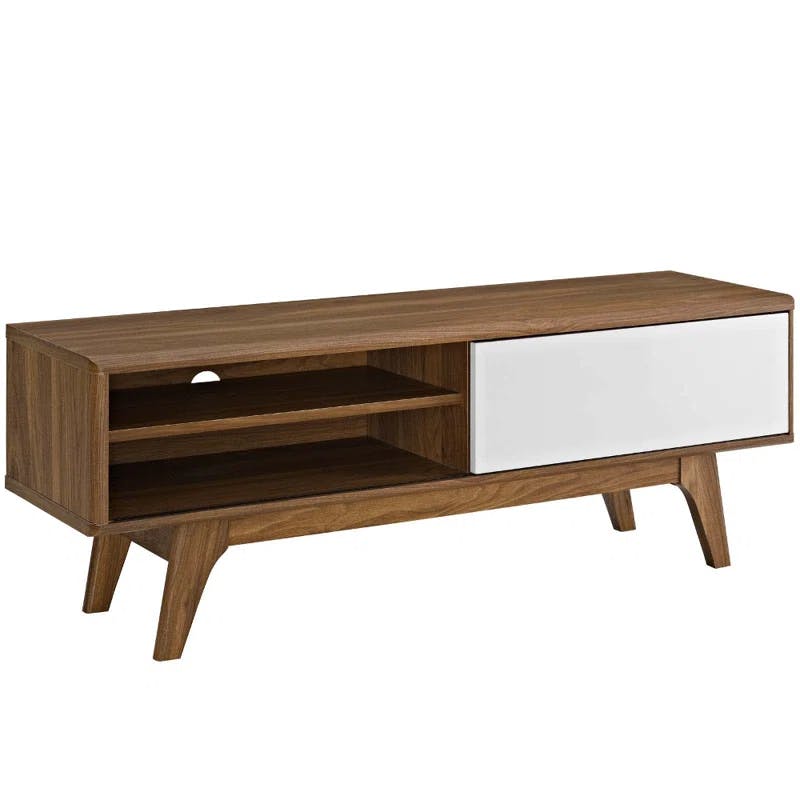 Elegant Envision 48" White and Walnut TV Stand with Cabinet