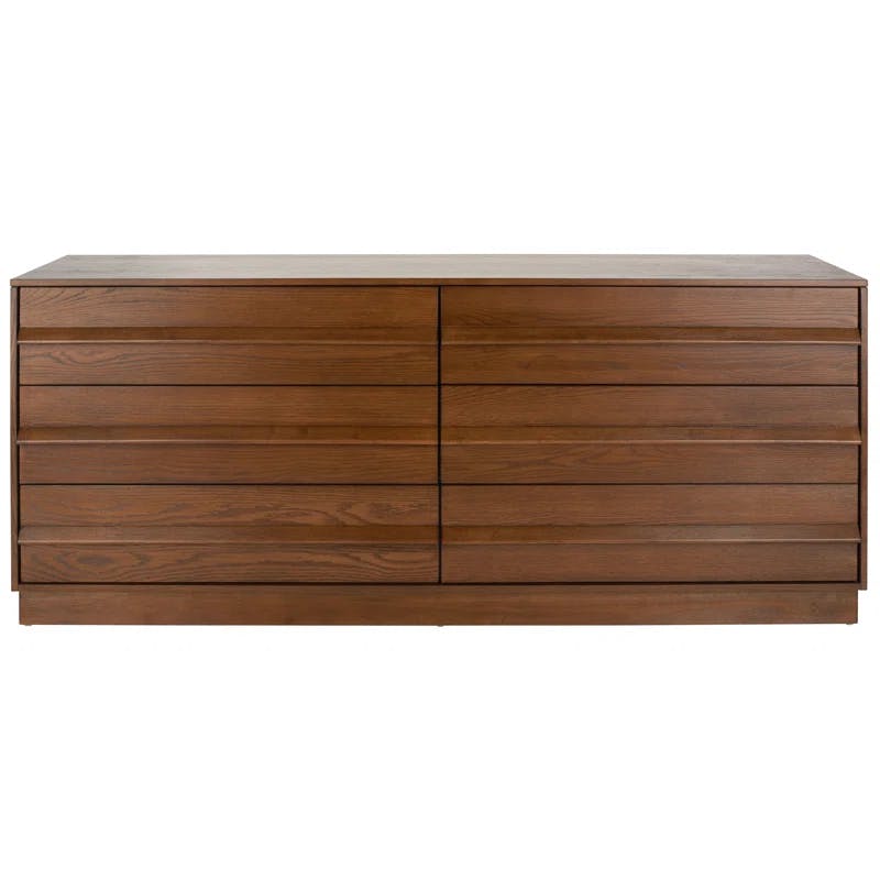 Deirdra Medium Oak 6-Drawer Dresser with Sleek Handles