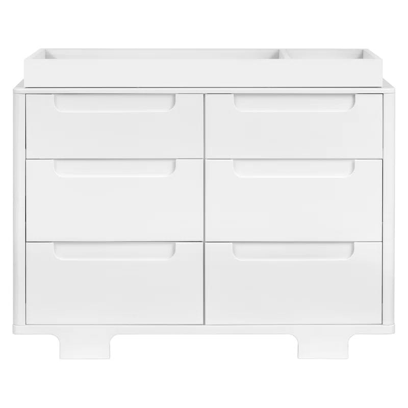 Yuzu Modern White 6-Drawer Dresser with Playful Arched Feet