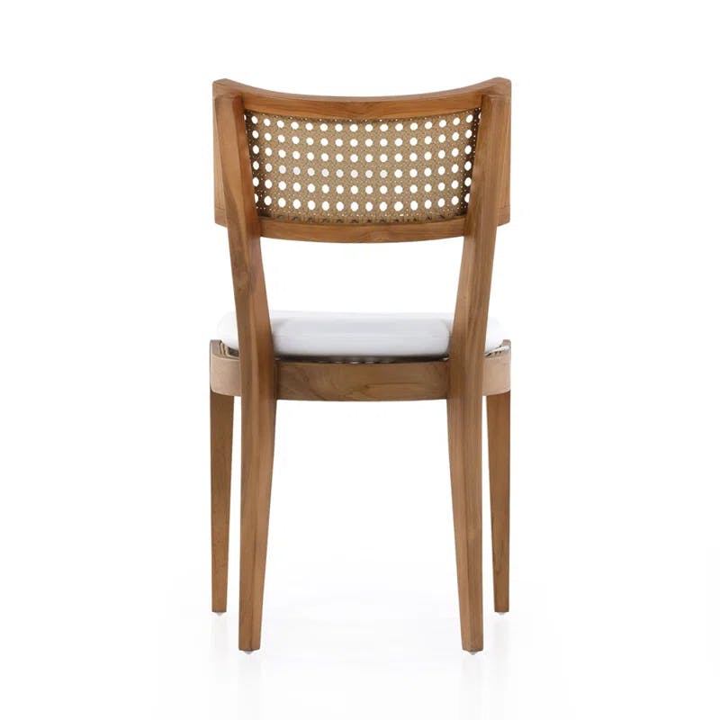 Jaz Mixed Material Natural Teak and Faux Rattan Dining Chair with Cushion