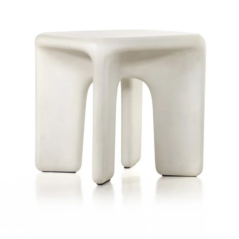 Sculpted Thayer White Concrete Square End Table