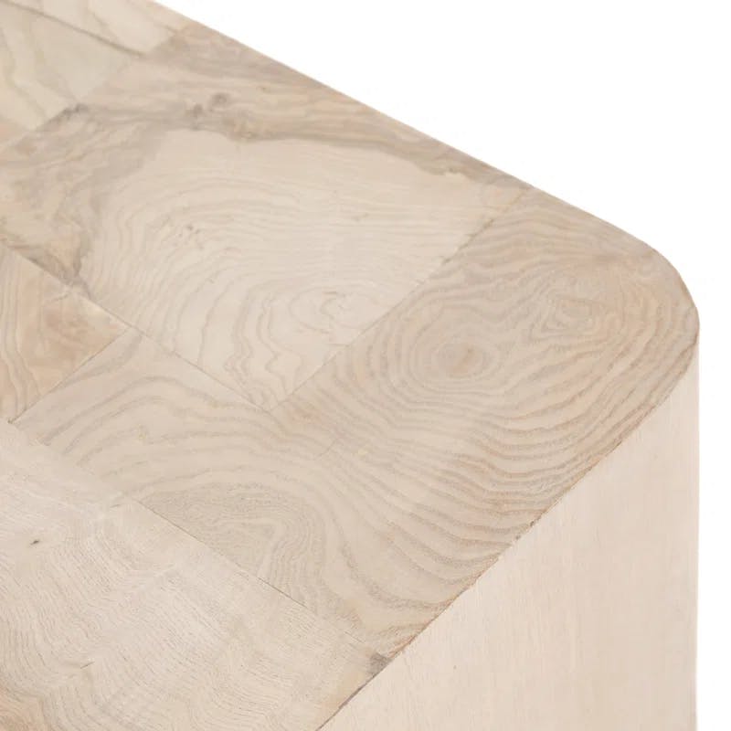 Contemporary Cream Bleached Burl Square End Table, 20"