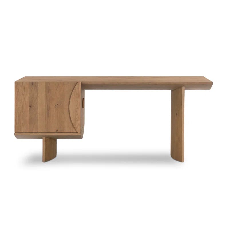 Contemporary Modern Home Office Desk in Warm Grey-Brown Oak Veneer