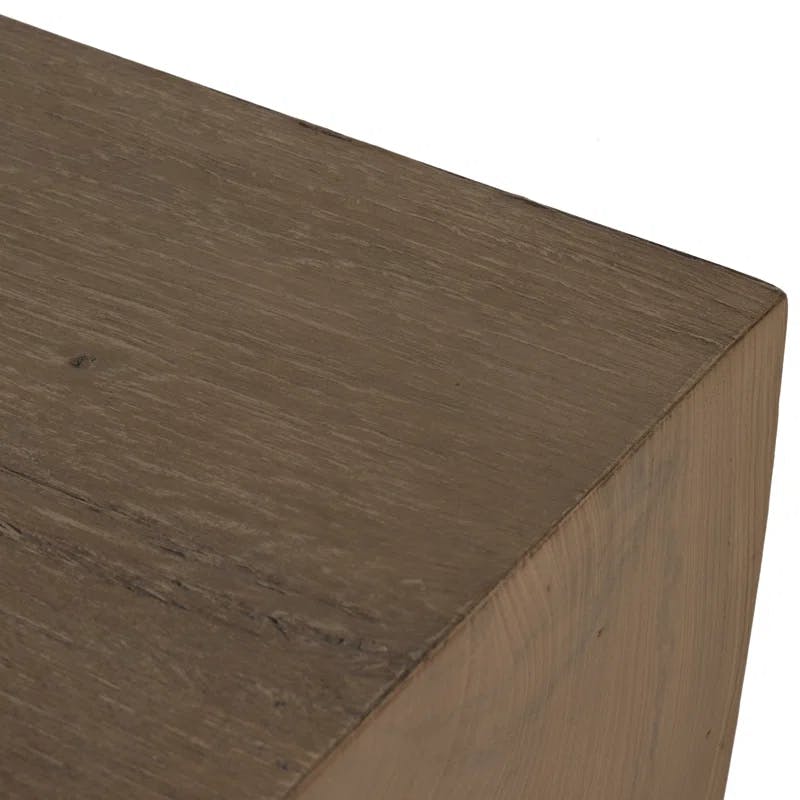 Elbert Rustic Oak Veneer Beam-Style Console Table, 78.75"